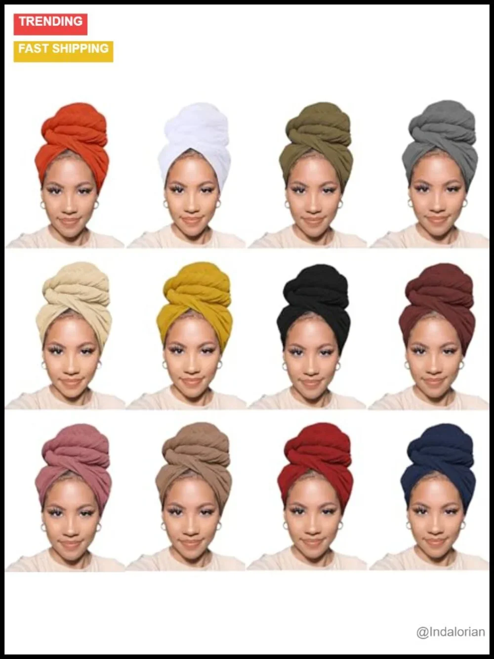 12 Pack Lightweight Stretch Turban Head Wraps for Women African Headscarf